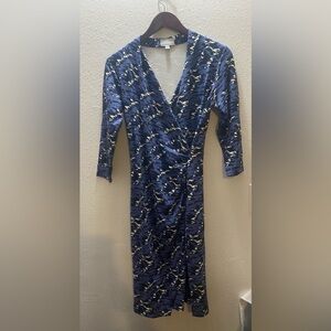 Pure Collection Women's Size 4 Navy Camouflage Long Sleeve Dress
